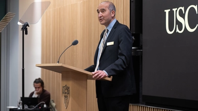 Moh El-Naggar gives remarks at an event in Washington, D.C. Photo is courtesy of USC Dornsife.