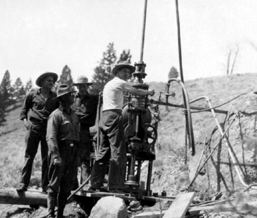 Scientific drilling by the Geophysical Laboratory at Yellowstone National Park.