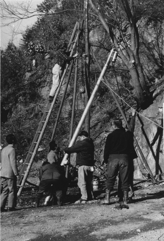 Installation of a borehole strainmeter in Japan.