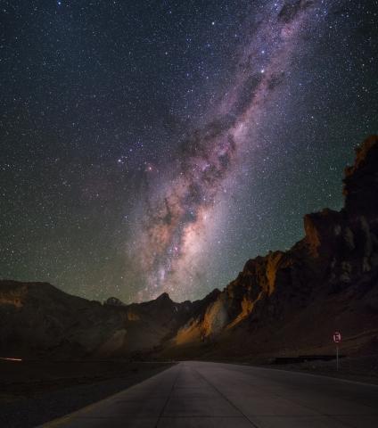 The Milky Way visible over a mountain road. Courtesy of Yuri Beletsky. 