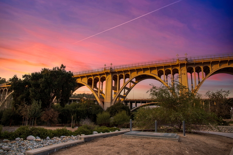 A bridge in Pasadena at sunset