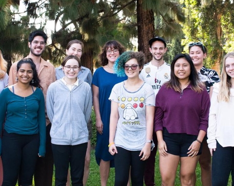 Summer students in the garden