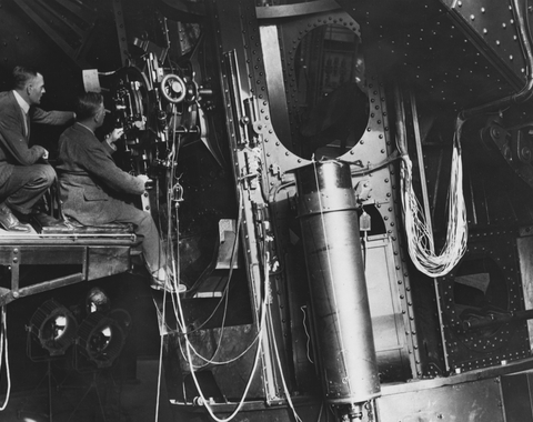 Edwin Hubble and James Jeans at the Mount Wilson Observatory 100-inch Telescope