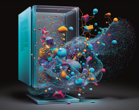 Organic nodes pouring out of a computer 