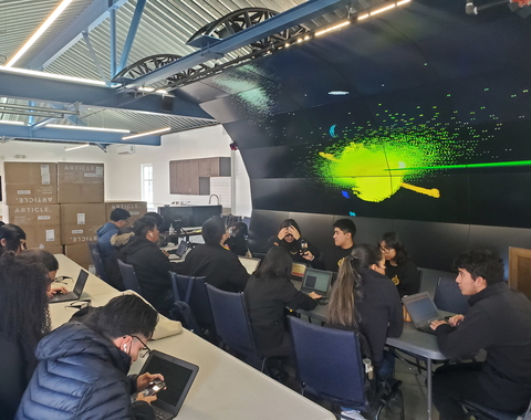 high school students learn about dark matter in the Carnegie Observatories VizLab as part of a DEI Mini-grant funded project