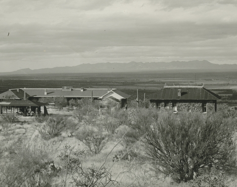 Black and white photo of Carnegie Science's former Desert Laboratory in Arizona