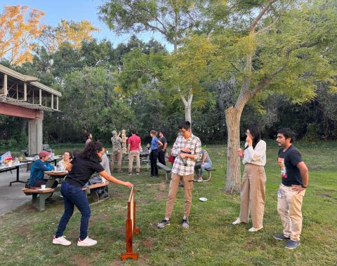 Postdocs play giant four square during postdoc appreciation week