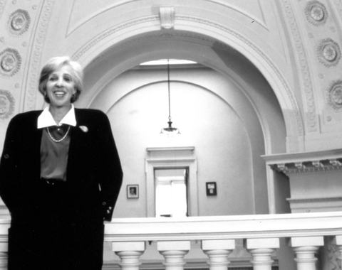 Maxine Singer in the P Stree Building Rotunda