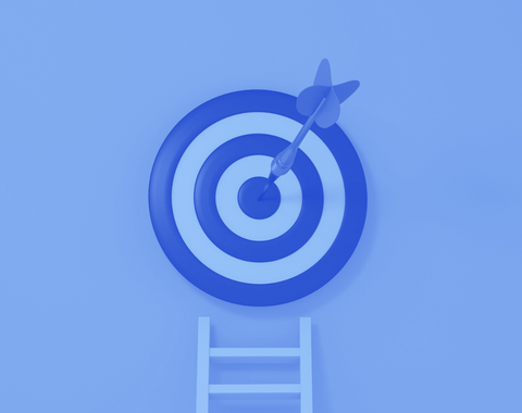 Blue Target with dart in bullseye