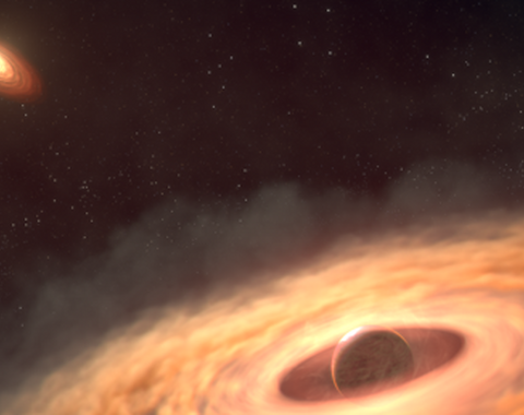 Artist's conception of moon-forming environment. Credit: NASA, ESA, CSA, STScI, Gabriele Cugno (University of Zürich, NCCR PlanetS), Sierra Grant (Carnegie Institution for Science), Joseph Olmsted (STScI), Leah Hustak (STScI)