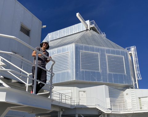Casey Lam at the Magellan telescopes at Carnegie Science's Las Campanas Observatory in Chile
