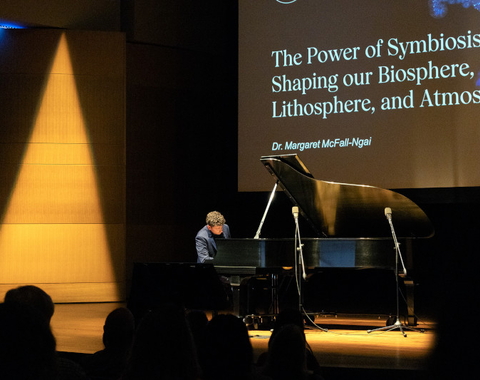 Piano at huntington astronomy lecture series played before event