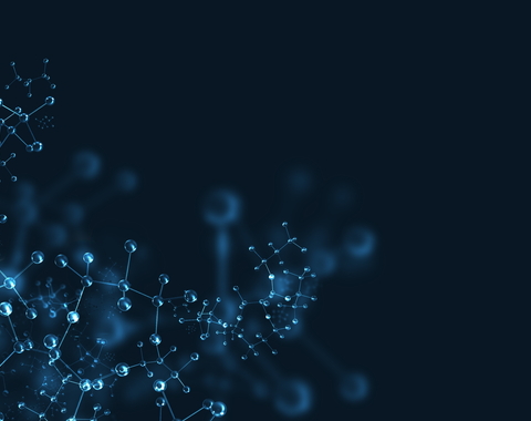 Blue carbon molecules on black