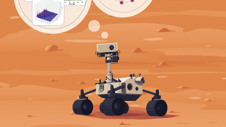 Cartoon Mars Rover thinks