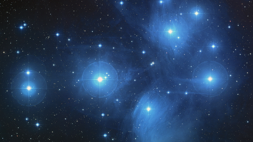 The Pleiades, also called the Seven Sisters, as seen by the Hubble Space Telescope in 2004. Credit: NASA, ESA and AURA/Caltech.