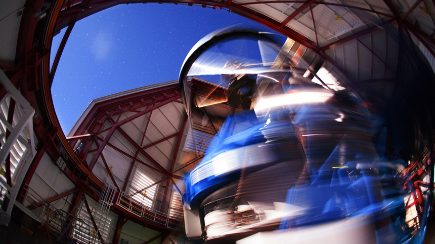 The dome of one of Las Campanas Observatories' twin Magellan telescopes in movement. Credit: Yuri Beletsky/Carnegie Science