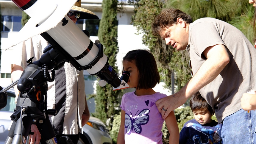 Looking through the telescope at the annual Carnegie Science Observatories Open House.