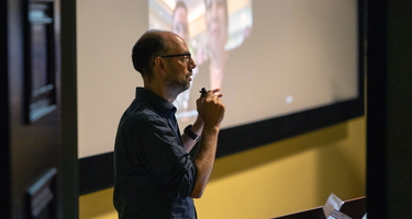 Scientist Thomas Westerhold, a co-organizer of TIMES, speaks to attendees