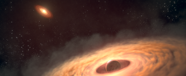 Artist's conception of moon-forming environment. Credit: NASA, ESA, CSA, STScI, Gabriele Cugno (University of Zürich, NCCR PlanetS), Sierra Grant (Carnegie Institution for Science), Joseph Olmsted (STScI), Leah Hustak (STScI)