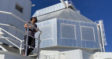 Casey Lam at the Magellan telescopes at Carnegie Science's Las Campanas Observatory in Chile