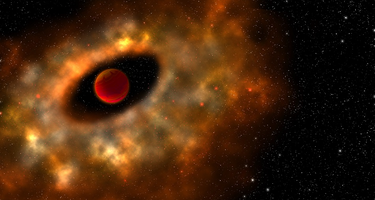 Artist’s conception of a disk of material surrounding a young star. Credit: Robin Dienel/Carnegie Science