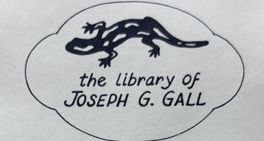 A bookplate from the library of Carnegie Science biologist Joseph Gall
