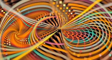 Composition of curves and straight lines. Graphic Design. Magic energy multicolored fractal. 3D rendering.