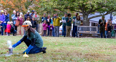 Trash-cano demonstration at the inaugural Earth and Planets Laboratory Open House