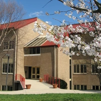 Cherry blossoms outside the Abelson Building on the BBR campus. 