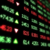 Close up view of board with stock prices