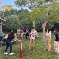 Postdocs play giant four square during postdoc appreciation week