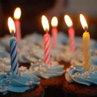 Birthday candles on cupcakes