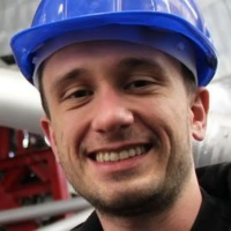 William Schoenell in a hard hat