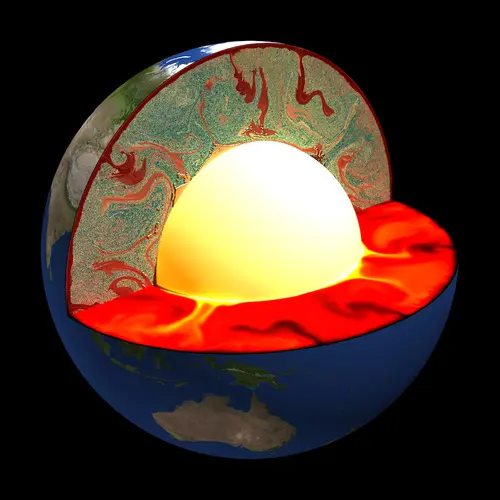 When oceanic plates pull apart the mantle melts to form slabs of lithosphere, which are later recycled back into the mantle at subduction zones.