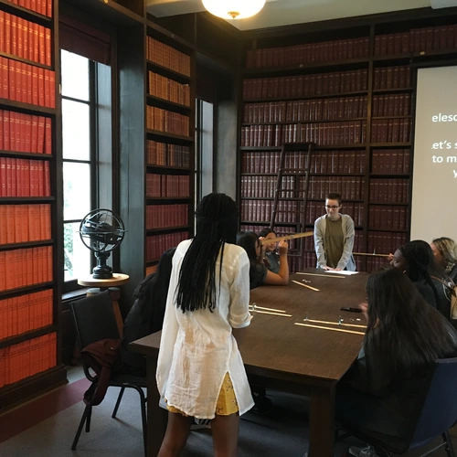 CASSI students in the Carnegie Observatories library