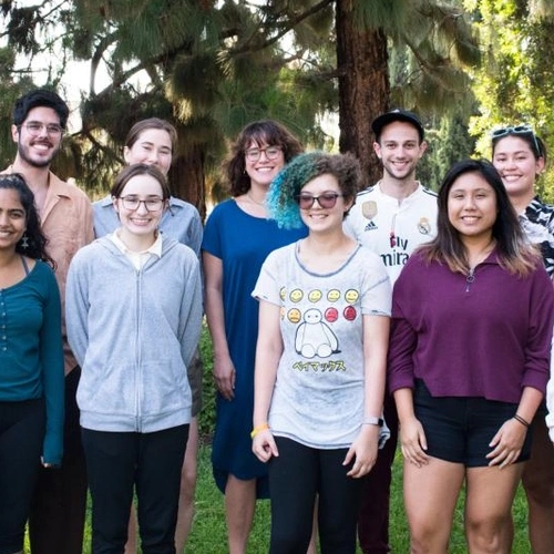 Summer students in the garden