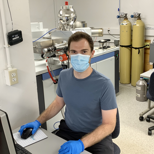 Zack Torrano in Lab with Mask