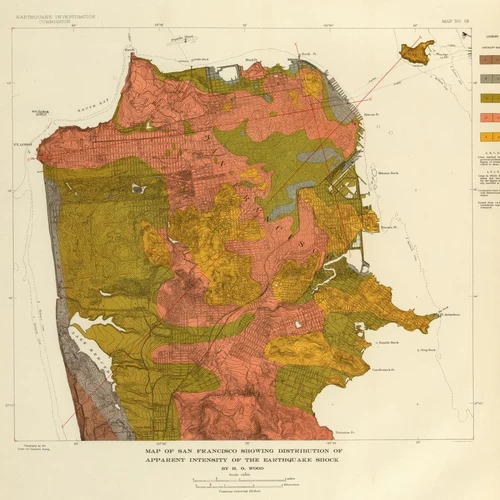 Map of San Francisco showing distribution of apparent intensity pf the earthquake shock.