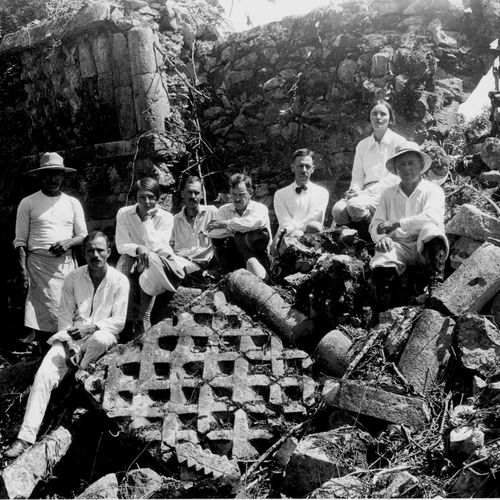 Group at Temple South of the Three Lintels, Chichén Itzá, Mexico, 1925.