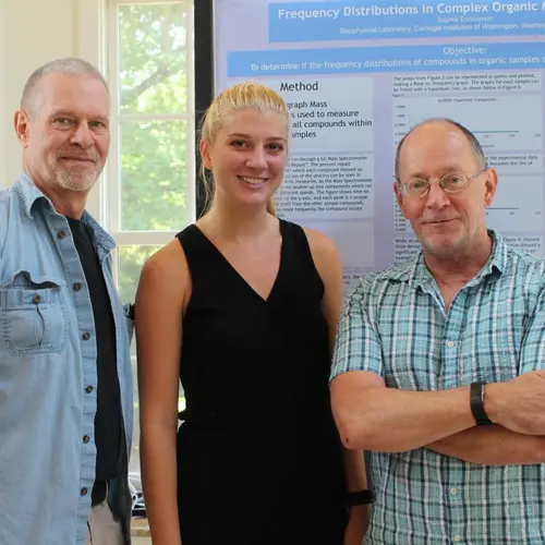 Sophia Economon with Drs. Bob Hazen, George Cody, and Shaunna Morrison. 
