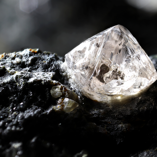 A raw diamond embedded in a rock