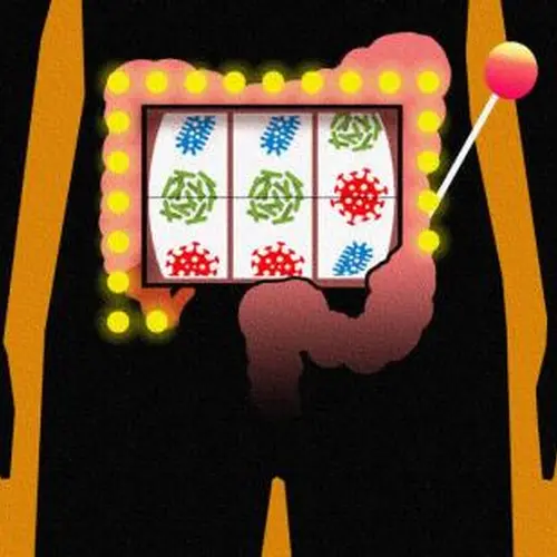 Artist's conception of gut microbiome as slot machine by Navid Marvi, courtesy of the Carnegie Institution for Science