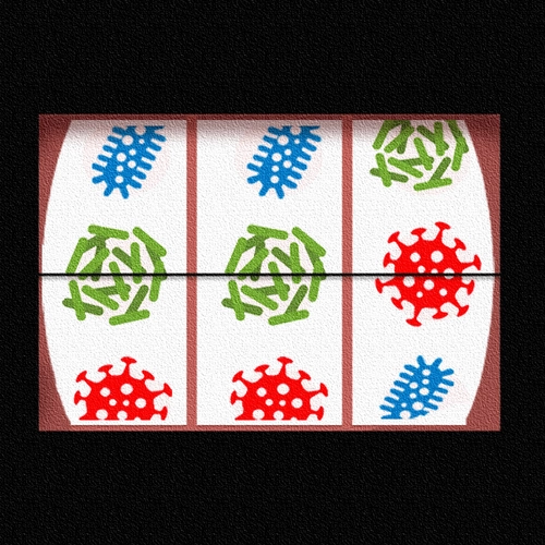Artist's conception of gut microbiome as slot machine by Navid Marvi, courtesy of the Carnegie Institution for Science