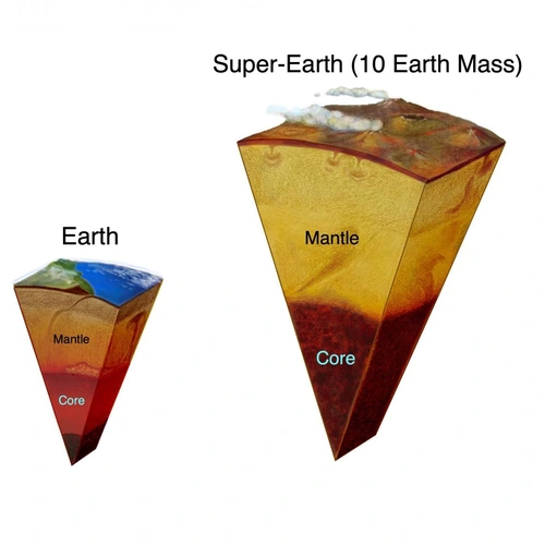 Planetary cutaways of Earth and a Super-Earth courtesy of Kalliopi Monoyios