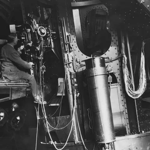 Edwin Hubble and James Jeans at the Mount Wilson Observatory 100-inch Telescope