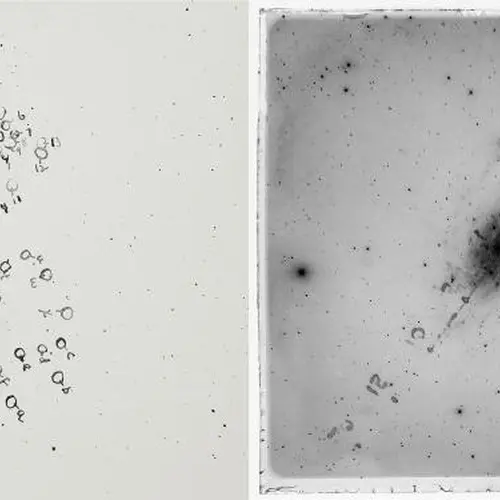 Inked glass plates by Edwin Hubble and George Willis Ritchey.