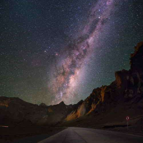 The Milky Way visible over a mountain road. Courtesy of Yuri Beletsky.
