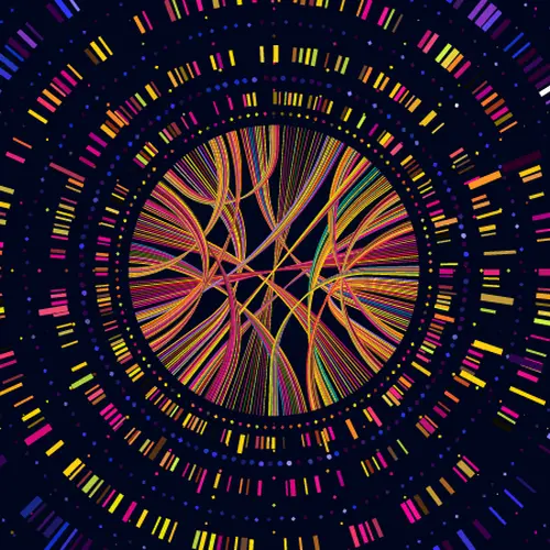 Genome data. Genetics sequence barcode visualisation, dna test and genetic medical sequencing map. Genomics genealogy sequencing data, chromosome architecture vector concept illustration