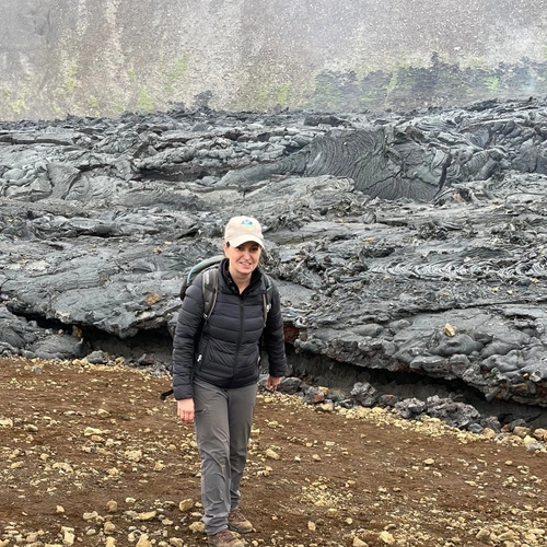 Diana Roman doing fieldwork in Iceland. Photo courtesy of Carnegie President Eric D. Isaacs. 