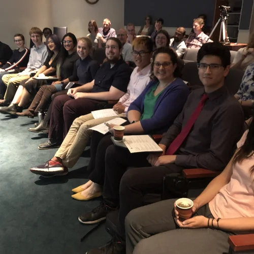 Summer students in the Observatories auditorium